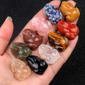 Natural Stone Carving 1 Inch Lovely Frog Crafts Ornaments Rose Quartz Crystal Healing Animal Home Decoration