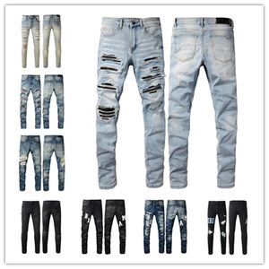 AA-58 Neu eingetroffene Jeans für Herren, Luxus-Designer-Denim-Jeans, Hosen, Löcher, Hosen für Herren {Die gesendete Farbe ist die gleiche wie auf dem Foto}