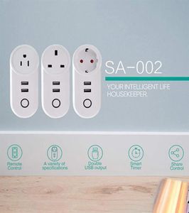 USB-розетка для зарядного устройства Wi-Fi Smart Plug Беспроводная розетка с таймером дистанционного управления eWelink Alexa Google Home Wholea364295372