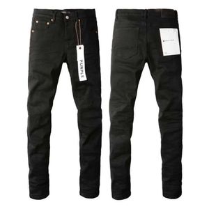 Jeans roxo marca americana high street preto plissado designer de luxo remendo mesmo estilo celebridades calças masculinas estiramento marca calças retas 460