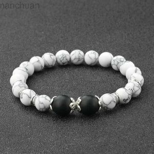 Bangle Charm Distance Fashion Natural Stone Bracelet White Line Pine Energy Bangle Bead For Women Men Prayer Lucky Jewelry Healing Yoga ldd240312