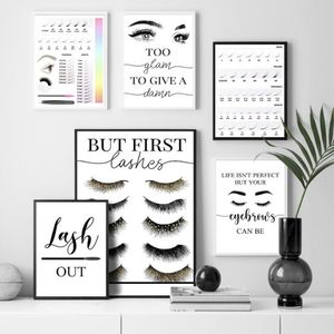 Målningar Fashion Makeup Lash False Eyelashes Wall Art Canvas målar nordiska affischer och skriver ut bilder för skönhetssalongrum DE211P