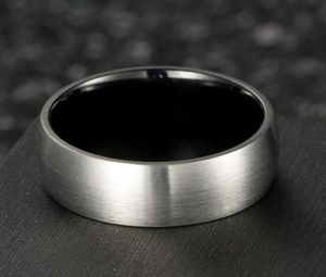 Anéis de casamento FntYcm 8 mm Mens Band Azul Preto Ouro Anel de Noivado de Aço Inoxidável para Homens Escovado Mate Tamanho 121282812