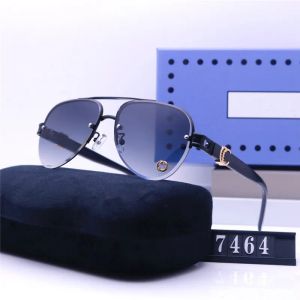 Designer-Sonnenbrillen für Damen und Herren, modische, klassische Sonnenbrille, luxuriöse polarisierte Pilot-PC-Rahmen, übergroße Sonnenbrille, UV400-Brille, 7464