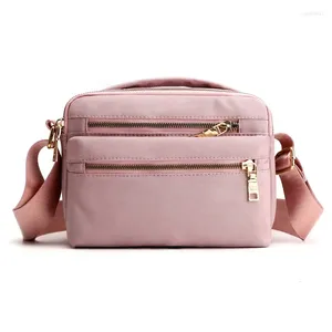 2024 Evening Bags Women's Bag Single Shoulder Crossbody Small 2024 Multi Layer Zipper Waterproof Nylon Fabric Square