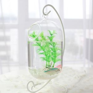15 cm hängande transparent hängande glas fiskbehållare infusionsflaska akvariumblomma växtvas för hemdekoration akvariums277p
