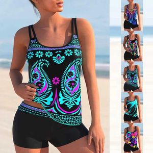 Swim Wear Loose Tankini Swimwear Tankini Sexig Bikini Swimwear Summer High midja Monokini Women New Design Printing SwimeWear XS-8XL Aquatic Sports 240311