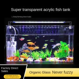 Tanks Plexiglas-Aquarium-Box, ultraweißes organisches Glas, explosionsgeschütztes Acryl-Aquarium, Tischplatte, kleiner ökologischer Wassertank