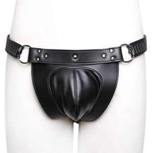 Leather Bondage Erotic Sexy Panties For Men Cbt BDSM Adult Games BDSM Restraints Fetish Wear Male Chastity Pants Sex Toys