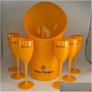 Ice Buckets And Coolers 1 Ice Bucket 6 Small Glass Party Coupes Cocktail Champagne Flutes Goblet Plastic Orange Whiskey Cups And Coole Dhn6C