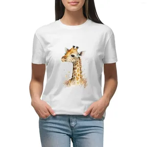 Polo da donna T-shirt adorabile giraffa Camicia con stampa animalier per ragazze Abiti estetici Donna