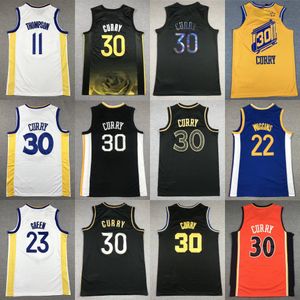 24 New Stephen Curry Klay Thompson Wariores zszyta koszulka do koszykówki Draymond Green Chris Paul Men 2023-24 City Gold Black Blue Retro Kid Jerseys Jerseys koszulka