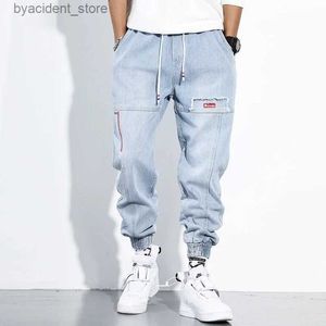 Dżinsy męskie dżinsy dżinsy spodni Nowe streetwear Hip Hop Spodnie Spodnie Elastic Harun Spodnie Joggers Spodnie dżinsy Man Slim Fit Casual L240313