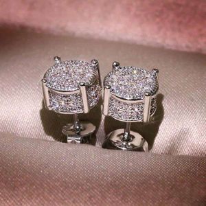 Unisex-Ohrringe für Herren und Damen, Gelb-Weiß-Gold vergoldet, funkelnde CZ-Ohrringe mit simuliertem Diamant, für Männer und Frauen, perfektes Geschenk