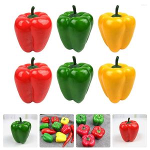 Kwiaty dekoracyjne 6 szt. Symulacja Bell Pepper Model Ornament PO PROPS Sztuczne chili Akcesorium kuchenne Poly Symulowane modele Poly Dragon