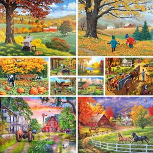 Number Cartoon Farm Paint By Numbers Kit Acrylic Paints 40*50 Canvas Pictures Loft Wall Picture For Kids Handiwork Wholesale Handicraft