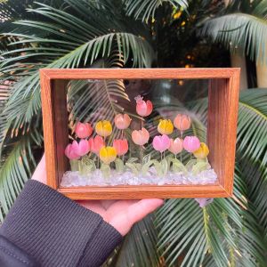 フレームチューリップナイトライトフォトフレーム永遠の花の家の装飾diyかわいい飾り誕生日ギフトバレンタインデーサプライズクリスマス