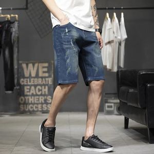 Summer Hole Jeans Shorts Mens Plus Size Fashion Men's Baggy Denim Cowboy Short Trousers Five Pants Casual Clothes Men Clothing