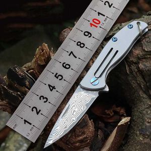 Camping Hunting Knives Mini Steel Knife Ladies Foldable Titanium Knife Handle Outdoor Survival Knives EDC Fruit Cutter Camping Tools Gift Box 240312