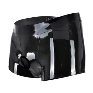 Underpants MONNIK Boxer Shorts Latex Tight With Front Penis Hole Ring Sexy Men Briefs Underwear For Party Bodysuit