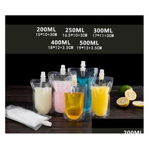 Packing Bags Wholesale 17Oz 500Ml Stand-Up Plastic Drink Packaging Bag Spout Pouch For Beverage Liquid Juice Milk Coffee 200-500Ml Dro Otp9D