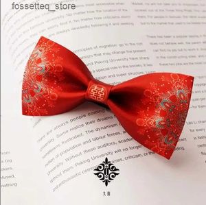 NECKINES ORYGINAŁ XIUHE XIZI Style chiński w stylu chiński w stylu Bowtie Red Groom Wedding L240313