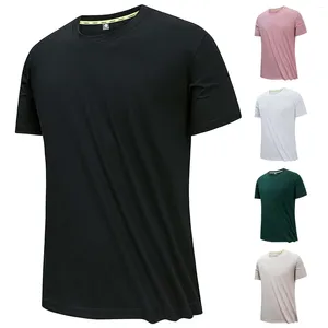 Homens camisetas Tee para homens liso em branco algodão capa de poliéster camisa respirável tripulação pescoço painel moda