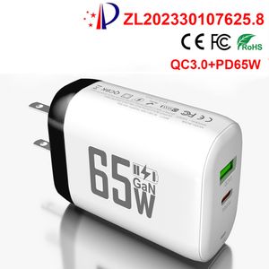 GAN PD 65W USB Charger Type C Charger Fast Charging Power Adapter for iPhone 15 Xiaomi Huawei Samsung Mobile Phone Quick Charger