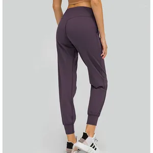 Pantaloni attivi Lulu Align Yoga Fascia elastica a vita alta da donna Jogger sportivo professionale Leggings fitness casual con tasche