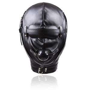 Full Closed Head Bondage Hood Mask Blindfold Hole Ball Mouth Gag Adult Games Slave Cosplay BDSM Sex Restraints Erotic Toys