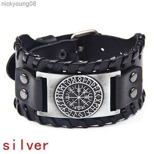 Pulseira nova retro ampla couro pirata bússola pulseira masculina celta viking jóias bússola pulseira acessórios festa presentes l2403