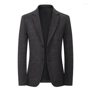 Men's Suits High Quality Fashion Handsome Trend Business Knitting Elastic Print Youth Leisure Autumn And Winter Regular Blazers