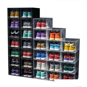 Aufbewahrungsboxen Bins 6-12 Stück große Schuhbox stapelbar Display Der Aufbewahrung Heel Case Schrank Sneaker Kunststoff Organizer Home Closet Drop Dhbis