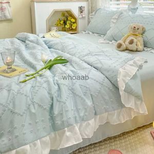 Comforters sets Washed Cotton Summer Quilt Four-Piece Set Korean Lace Airable Cover YQ240313