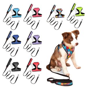 Walking Dogs Lead Leash And Vest Harness Breathable Mesh Nylon Cat Dog Chest Harness Reflective Collar For Small Dog Cat Set Pug 240229