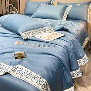 Tröskeluppsättningar sojabönfiber säng dukets täcke täckmaskin tvättbar sängäcke på sängen sommarfilt luftkonditionering plysch quilt yq240313