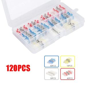 120Pcs set Solder Seal Wire Connectors Heat Shrink Butt Connector Waterproof and Insulated Electrical Wire Terminals Butt Splice 197q