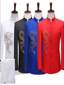 Men039s Suits Blazers Blazer Men Chinese Tunic Suit Set With Pants Mens Brodery Dragon Costume Singer Star Stage Clothing 8546024