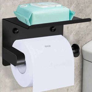 Porta carta igienica Porta carta igienica adesivo con ripiano Porta dispenser per rotolo di carta velina montato a parete in acciaio inossidabile 304 per toilette da bagno 240313