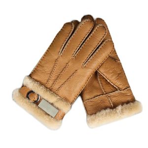 En kaliteli orijinal deri sıcak kürk eldiven erkekler için termal kış moda koyun derisi ourdoor kalın beş parmak eldiven s3731302a