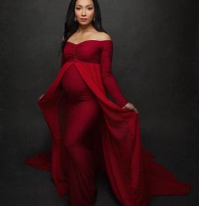 Shoulderless Long Sleeve Pregnancy Dress Pography Props Maternity Maxi Gown Dresses For Po Shoot Pregnant Women Clothes Y2009017084