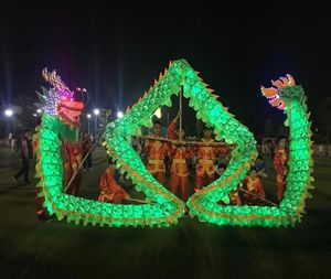 Stage Wear 14 meters 8 adults Chinese opera traditional Culture LED lights silk print fabric Light DRAGON DANCE Stage Prop Folk Fe8873441
