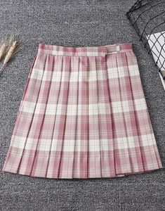 New Style In Stock Homecoming Dress Plaid Skirts High Waist A Line Pleated Skirt New High School Girl Dress Mini JK046486770