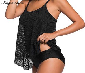 Tankini Plus Size Bauchbadebekleidung Damen Control Black Bademode Tank Top Retro Solid Badeanzug mit Shorts Zweiteiliger Badeanzug8992550