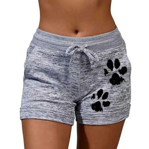 Calções femininos casuais shorts femininos de cintura alta gatos cl impressão drstring secagem rápida elástico esportes shorts ginásio roupas femininas l24313