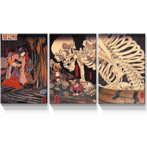 Число холст от Ho Me Lili Wall Art Takiyasha The Witch и Skeleton Spectr E Ukiyo Modern Home Decor