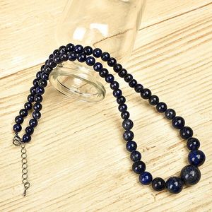 Pendants Deep Blue And Black Trenchant Beads Ranged From Large To Small La Pis Stone Jewelry Necklace .
