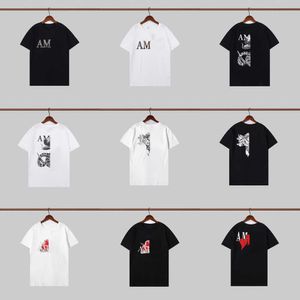 Amirir 셔츠 TSHIRT 남성 디자이너 T 셔츠 짧은 슬리브 티셔츠 승무원 목 퀵 건조 면화 블렌드 문자 캐주얼 여름 옷 티 남자 짧은 폴로