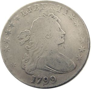 Monete degli Stati Uniti 1799 Busto drappeggiato Ottone placcato argento Dollaro Bordo lettera Copia moneta214l