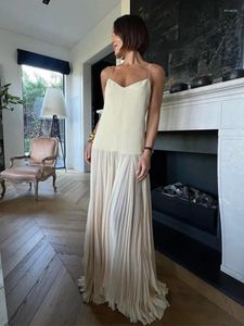 Casual Kleider Elegante Patchwork Mesh Maxi Kleid Frauen Spaghetti Strap Sexy Off Schulter Ärmellose Weibliche Urlaub Street Lady Roben